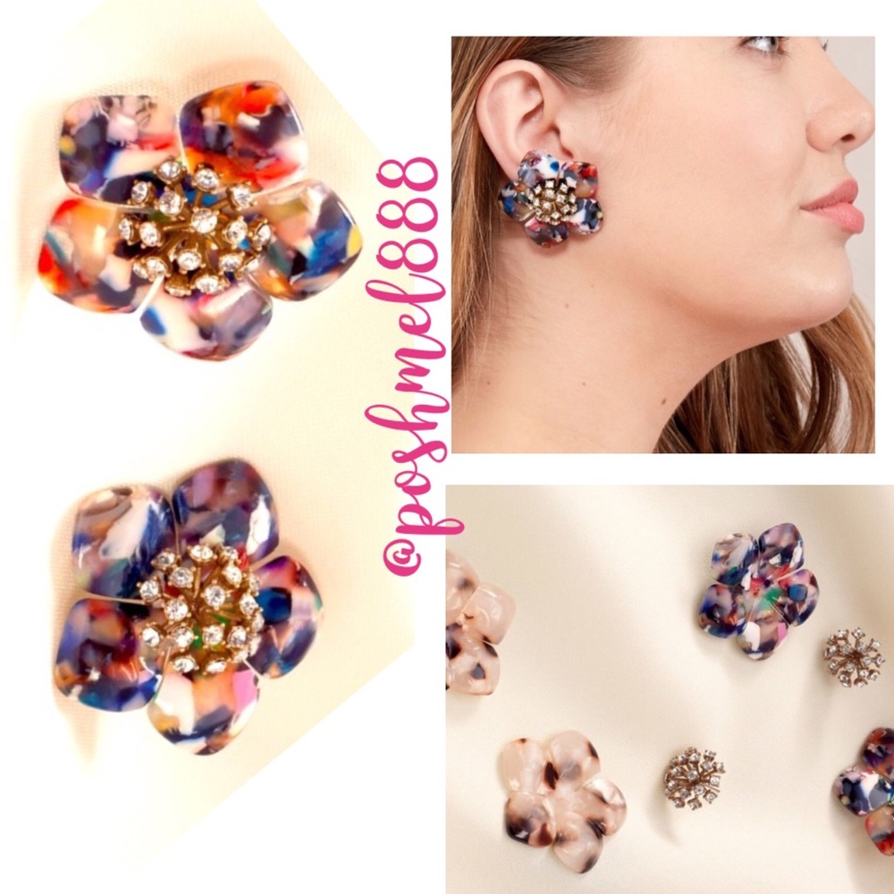 Stella & Dot | Versatile 2-in-1 Pavé Tortoiseshell Flora Statement Earri…